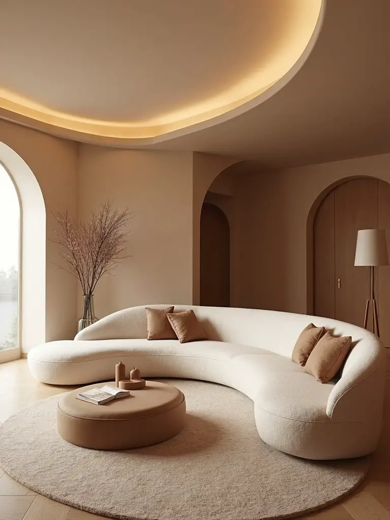 emphasize architectural curves with beige tones