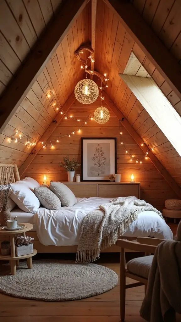 enchanting attic bedroom lighting features