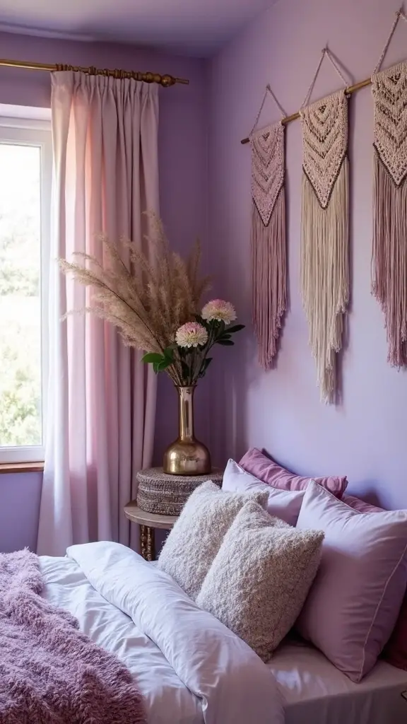 ethereal boho sanctuary in pastel lavender