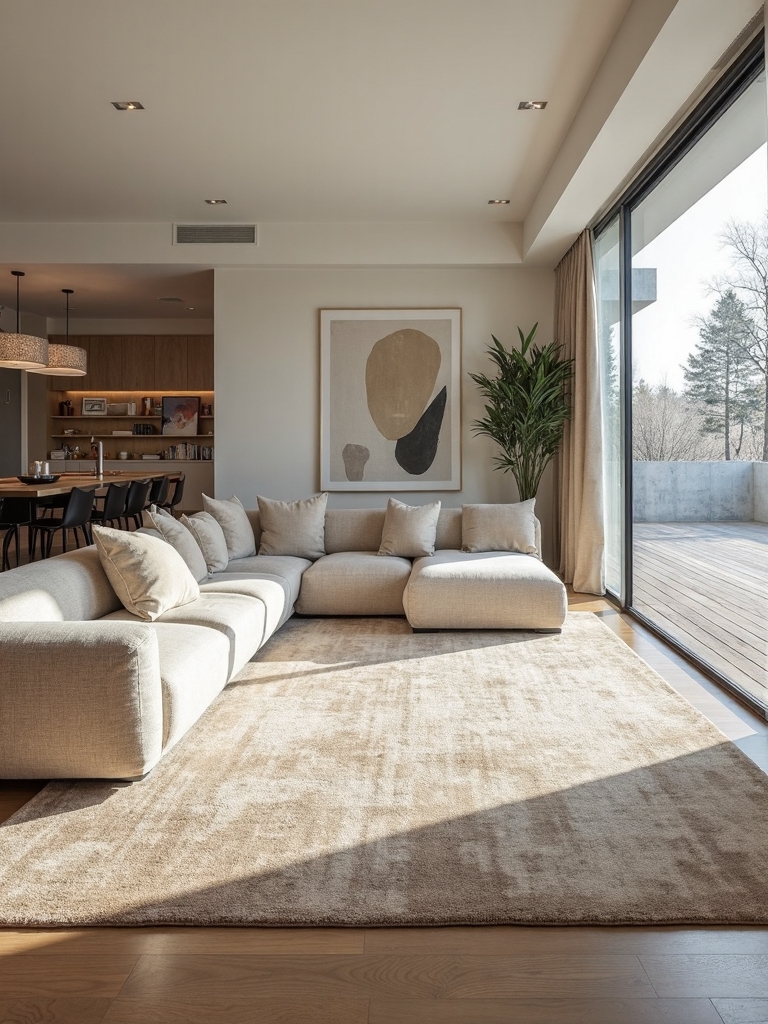 extra large rugs define open spaces