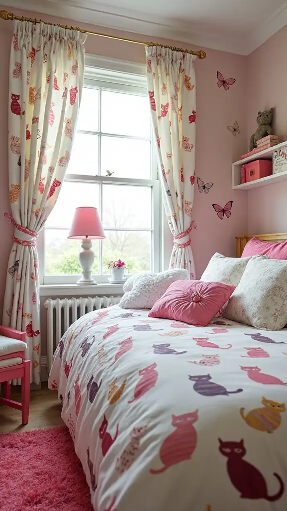 fanciful cat and butterfly textiles