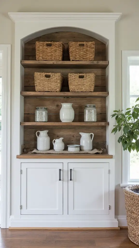 farmhouse charm built in storage solutions