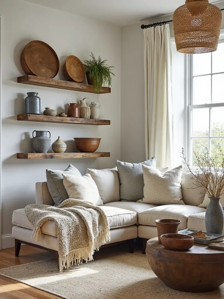 farmhouse charm through layered accents