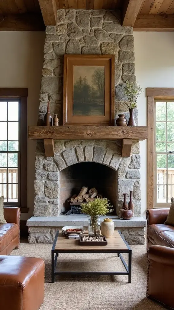 focal point anchors farmhouse living room
