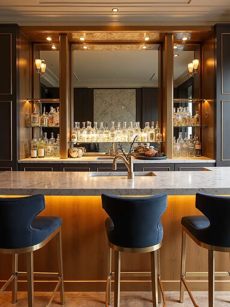 glamorous mirrored sophisticated entertaining