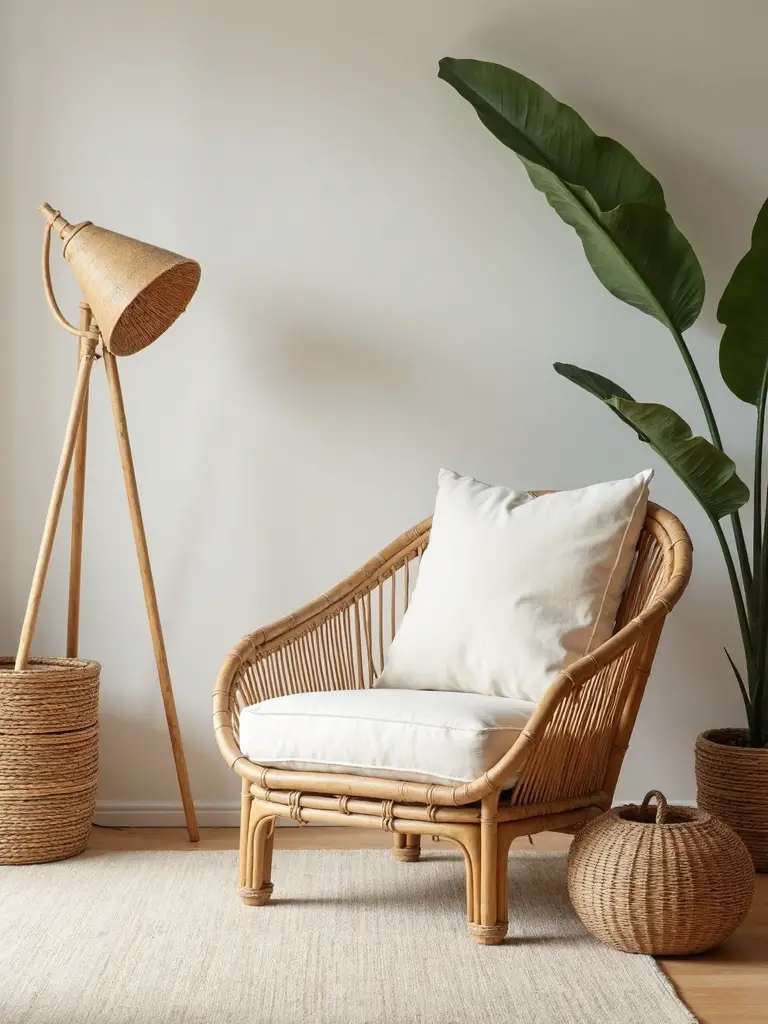 japandi living room organic textures