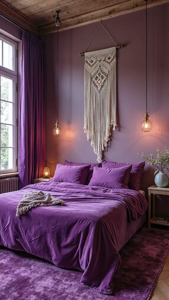 lavish bohemian plush purple retreat