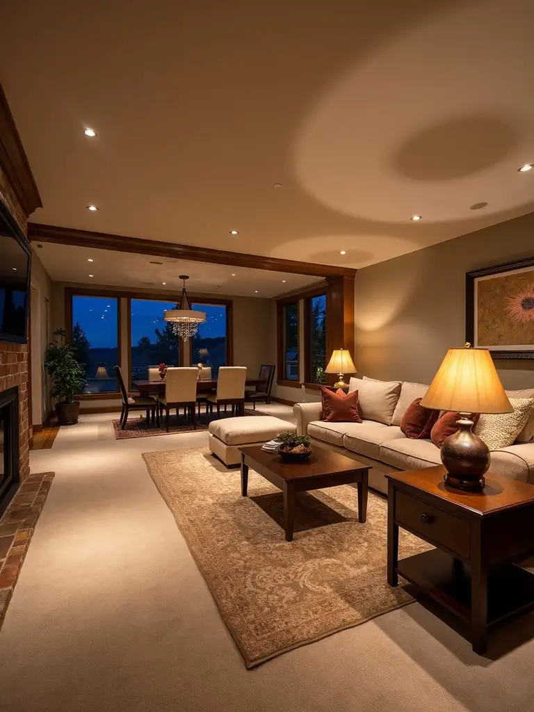 layered ambient task and accent lighting