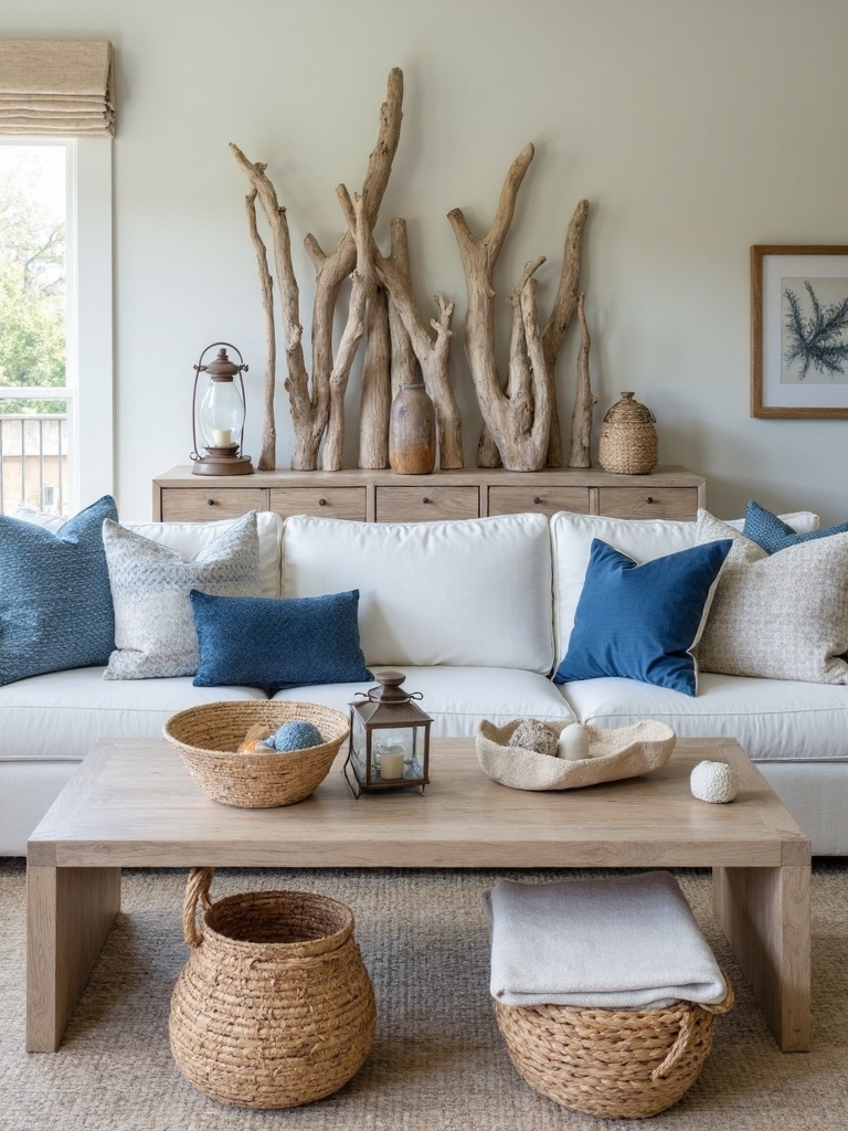 layered eclectic coastal decor