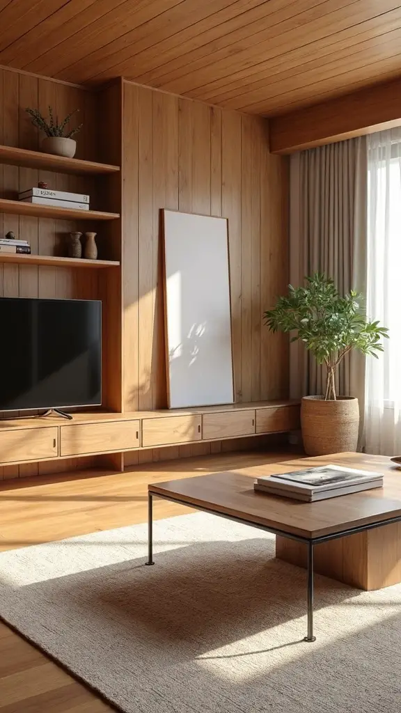 layered natural wood tones harmonize space