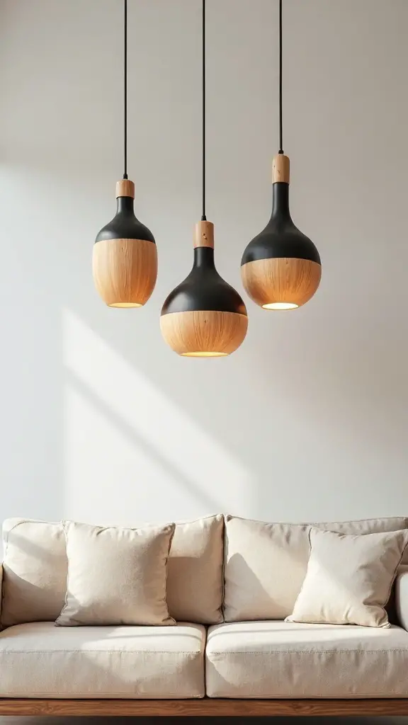 layered suspended asymmetric sculptural lighting