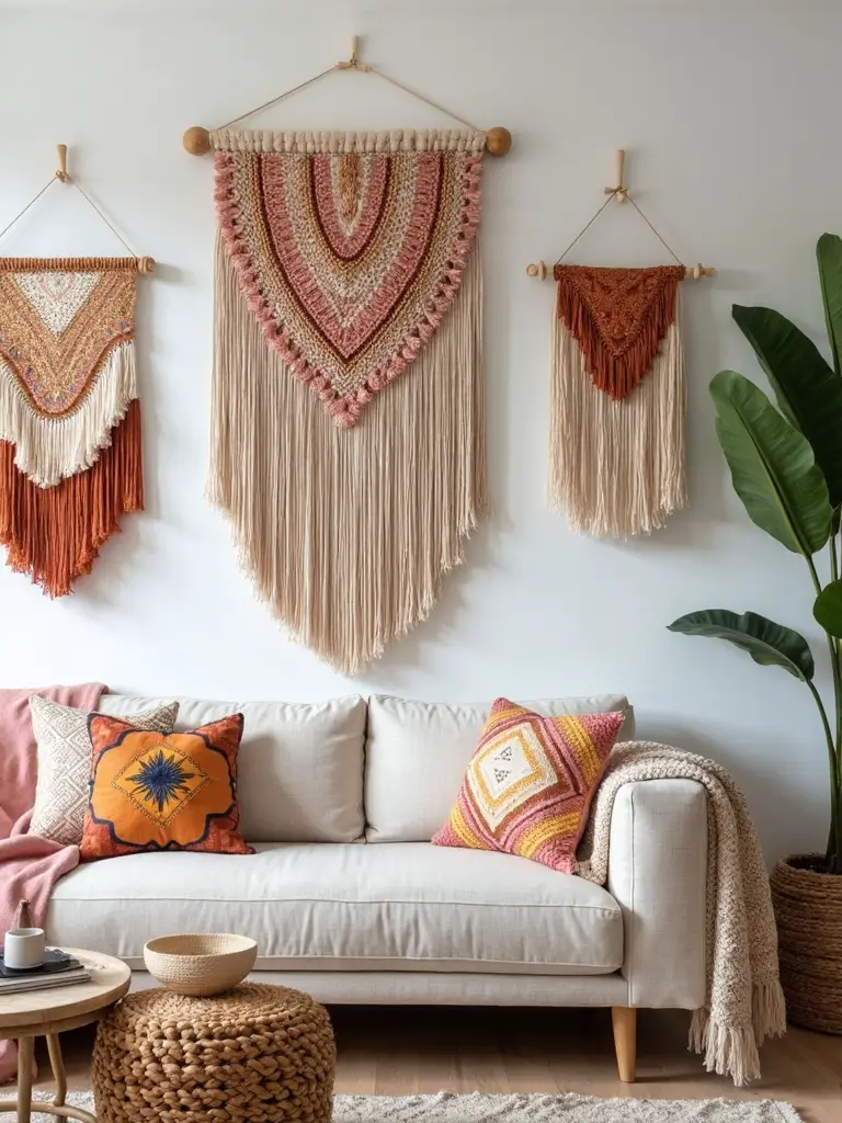 layered textured captivating wall hangings