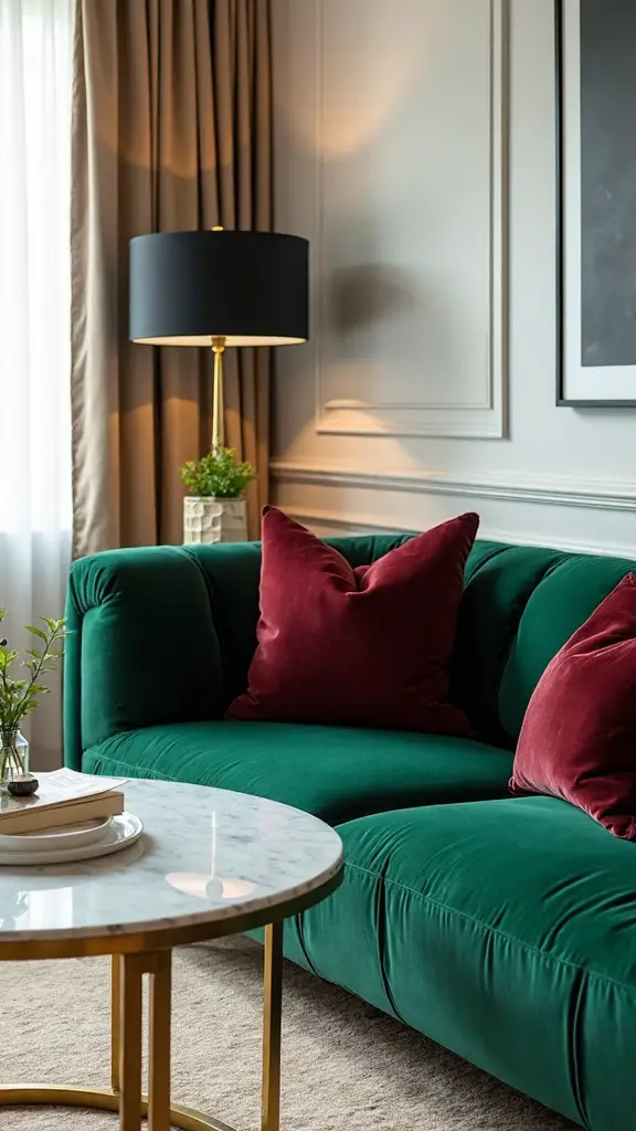 luxurious jewel toned green opulent living room