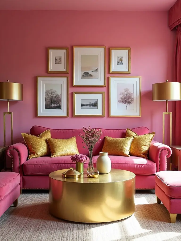 luxurious metallic gold accented pink retreat