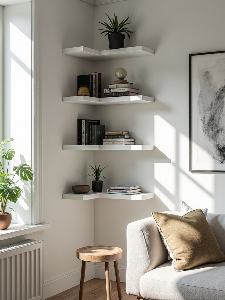 maximize space with corner shelving