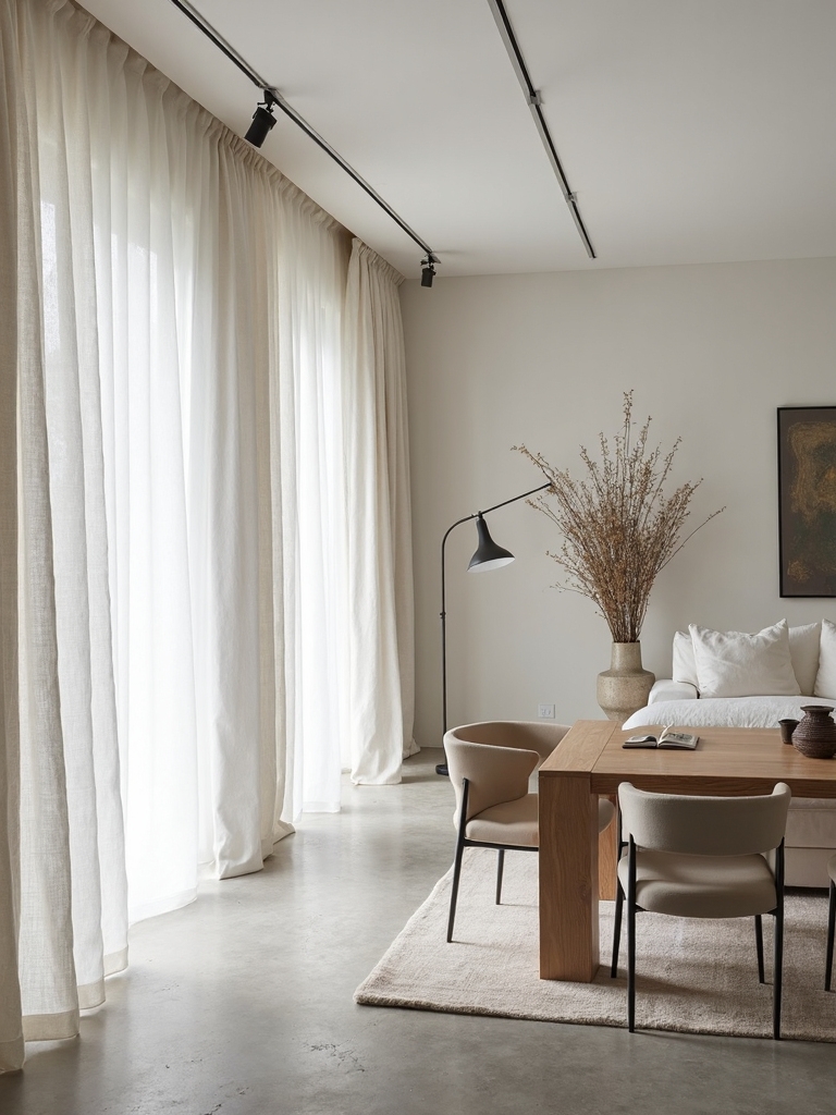minimalist ceiling mounted curtain track system