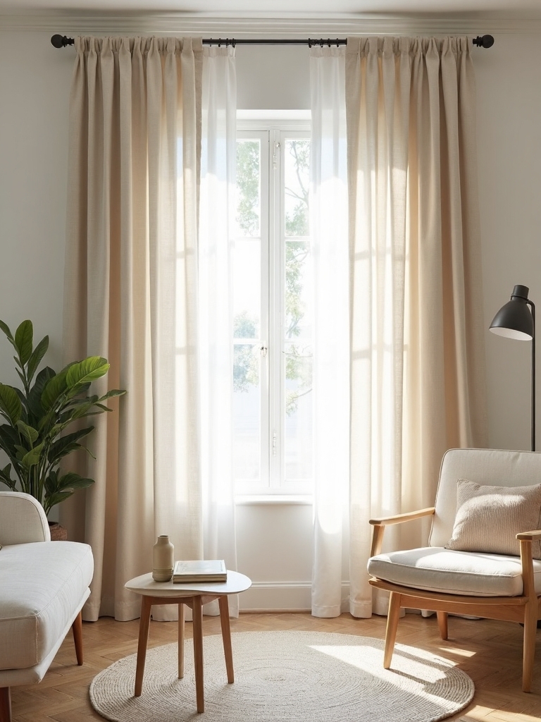 minimalist natural fabric window treatments