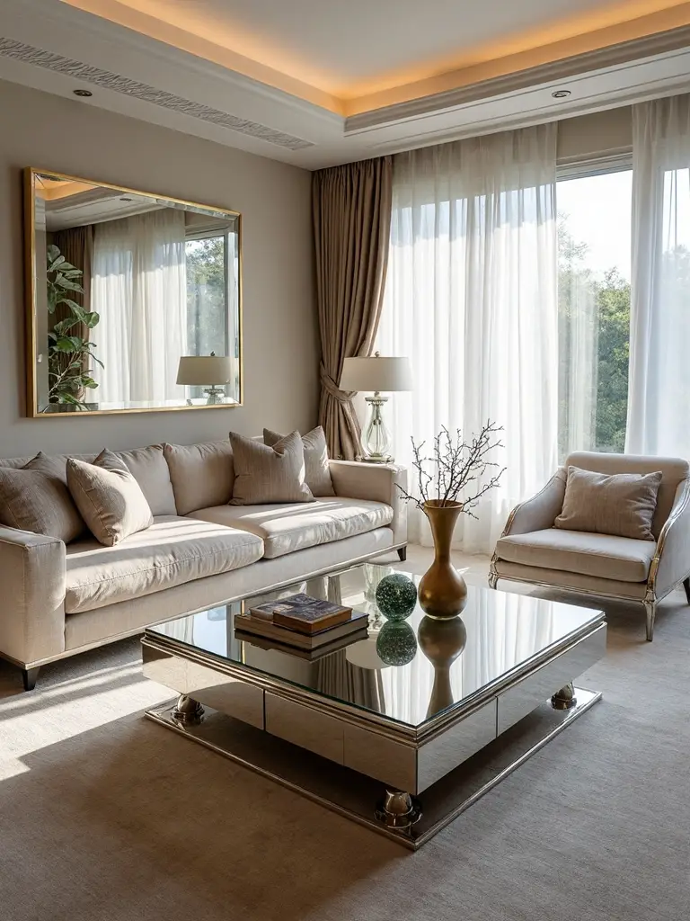 mirrored furniture for spacious glamour