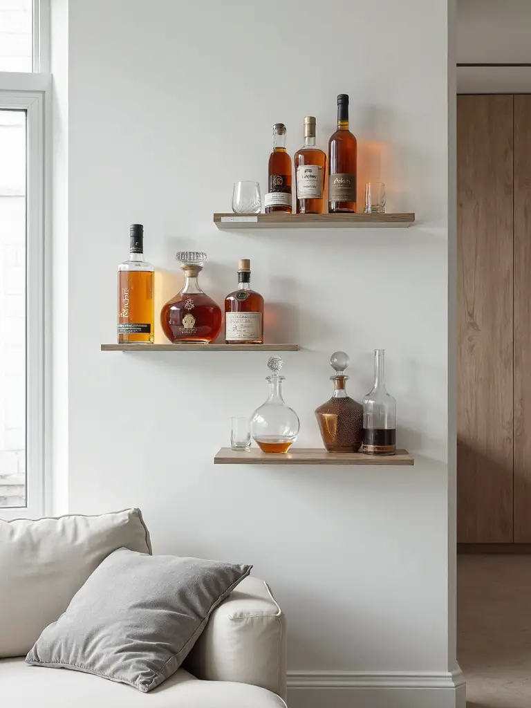 modern minimalist bar shelves