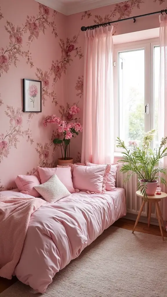 monochromatic pink botanical fairytale retreat
