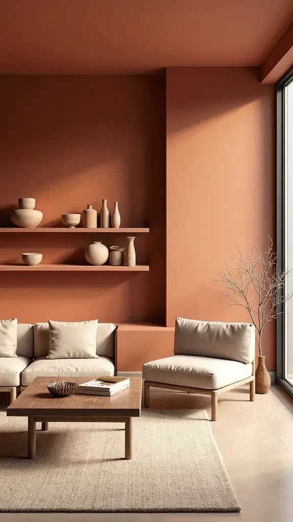 moody terracotta minimalist gallery sanctuary