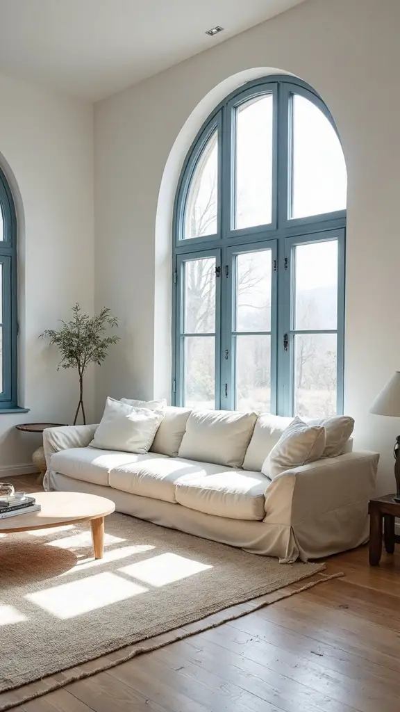 muted blue window frame minimalism