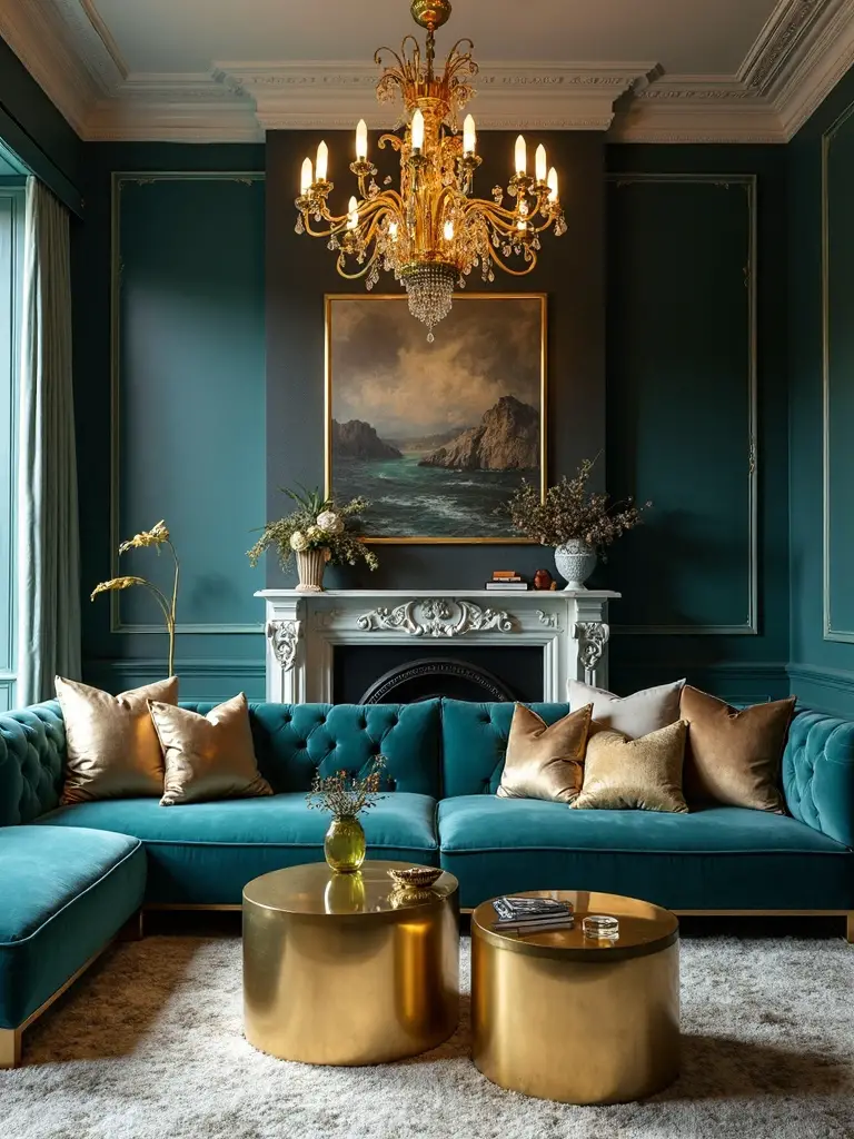 opulent teal and gold luxury