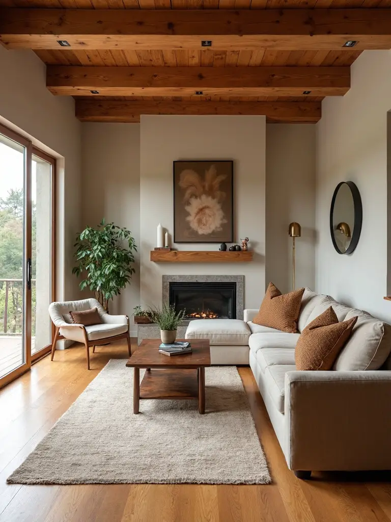 organic wood finishes enhance neutral interiors