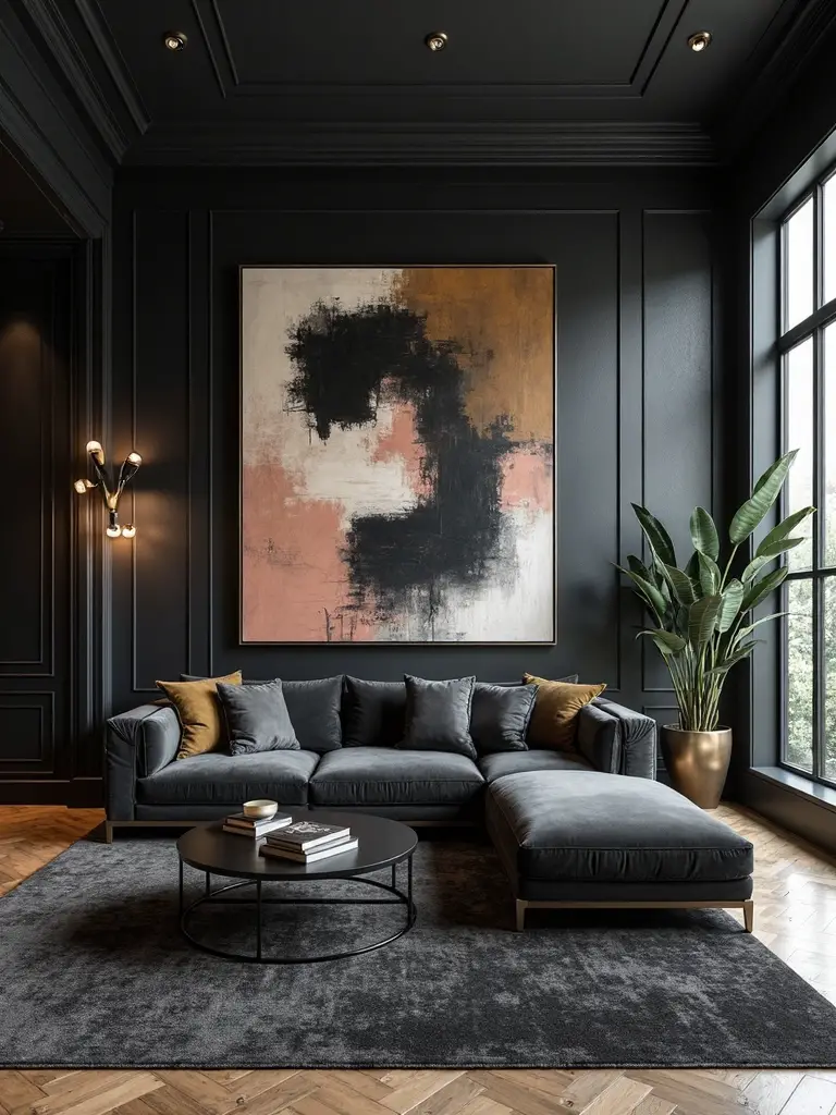 oversized artwork as statement focal point