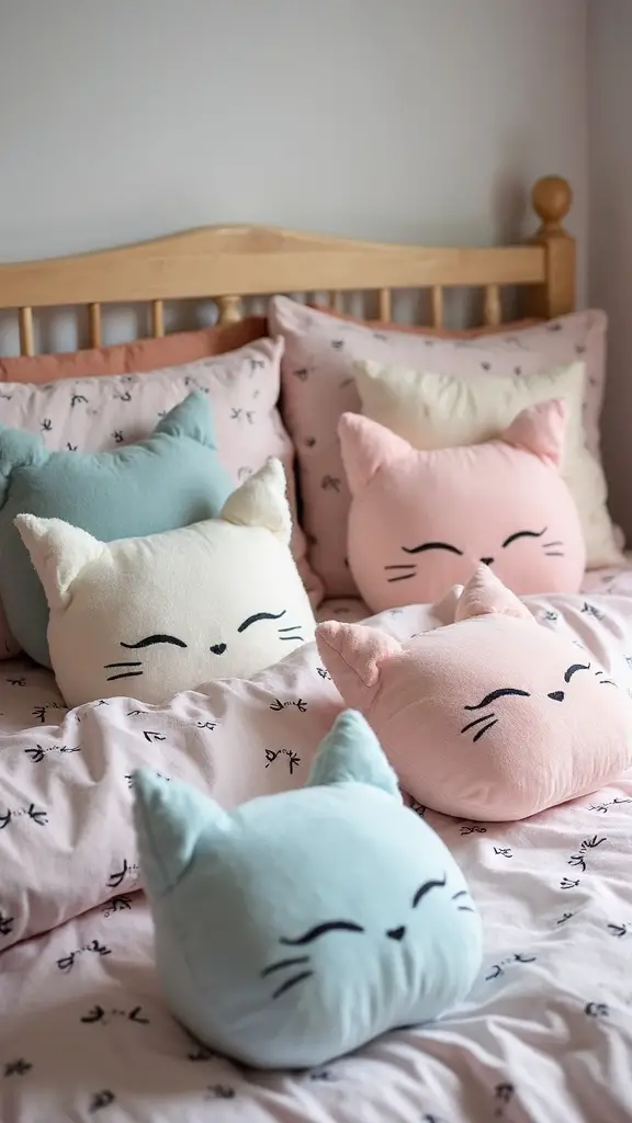 plush whimsical minimalist personalized cat cushions