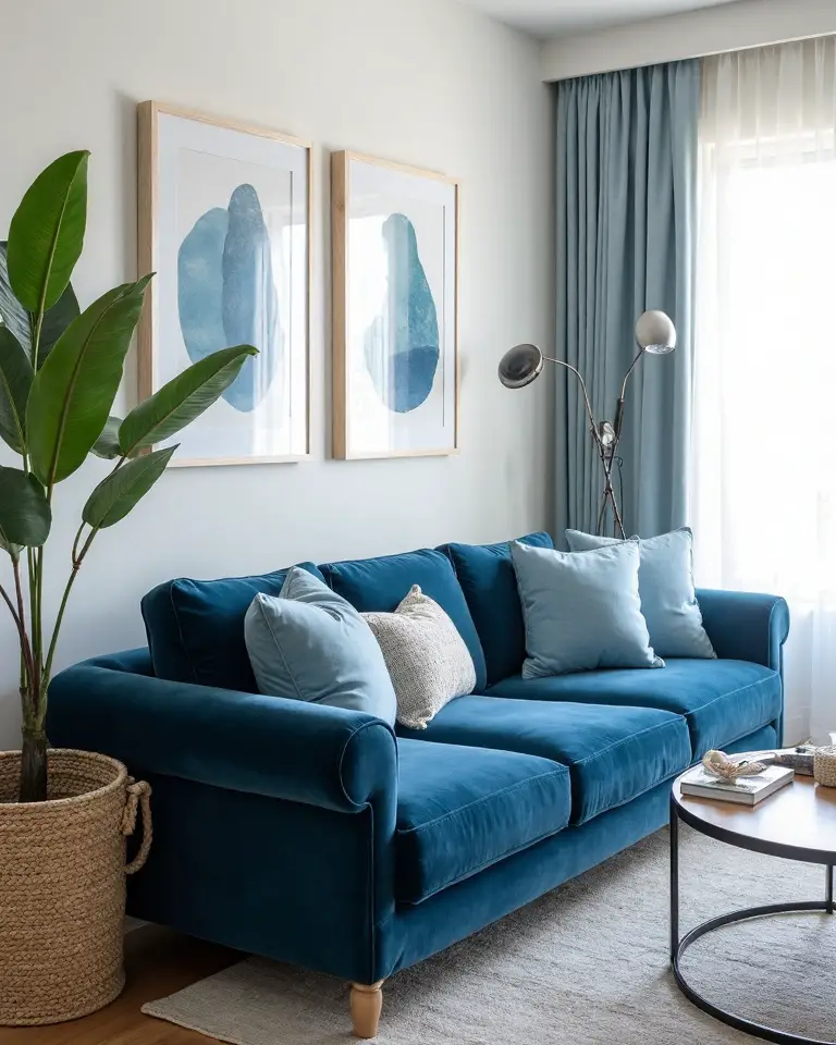 refreshing and relaxing blue living rooms