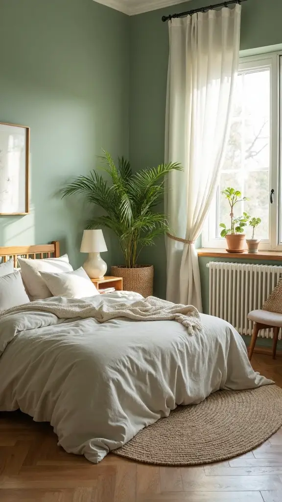 refreshing green bedroom natural feel