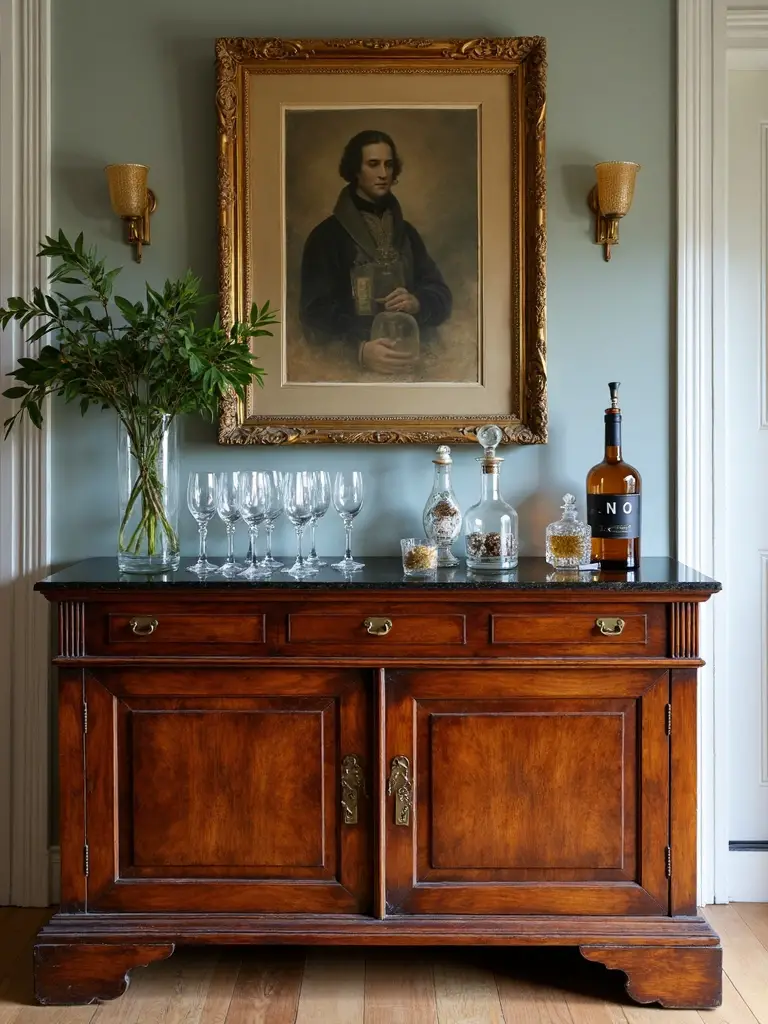 repurposed vintage furniture bar station