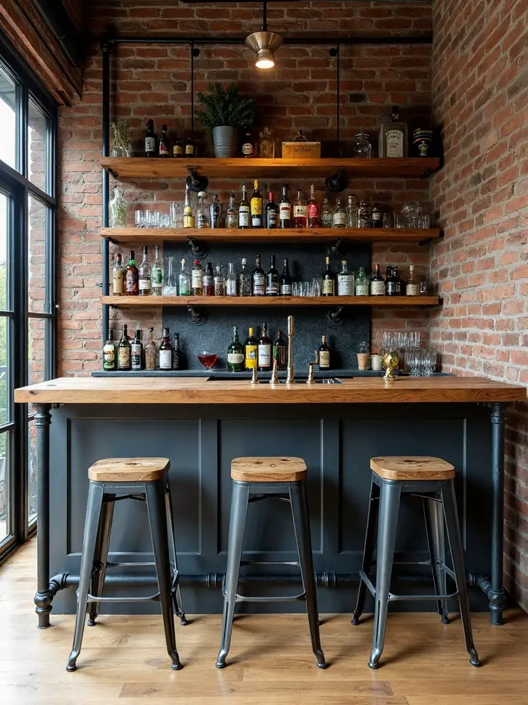 rustic industrial bar design