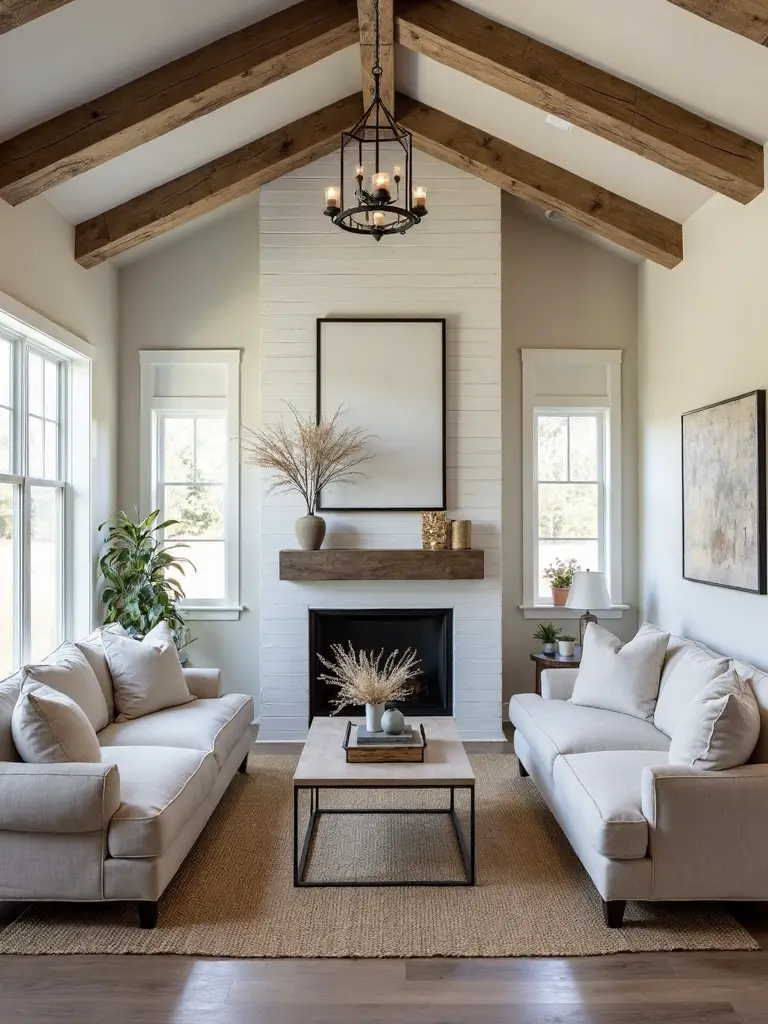 salvaged beams create rustic ambience