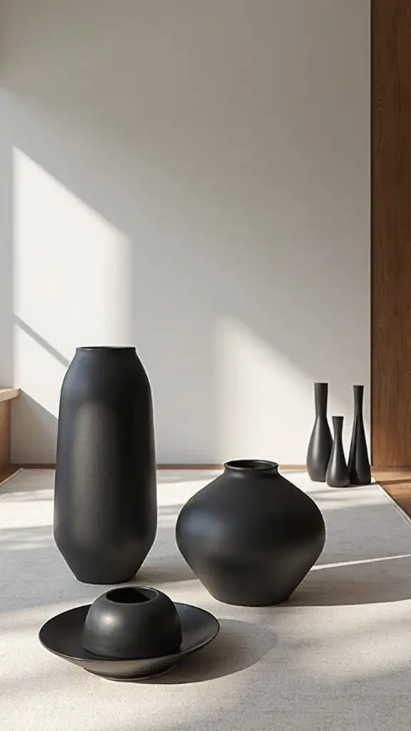 sculptural minimalist accessories enhance japandi aesthetic