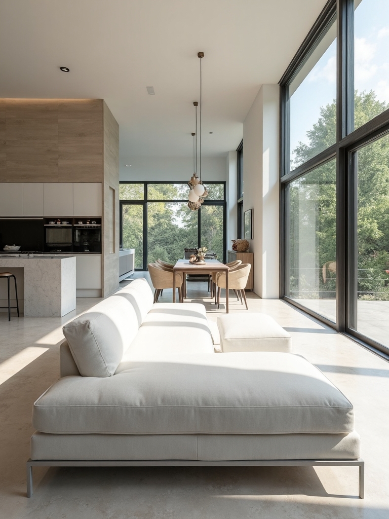 seamless open plan minimalist living spaces