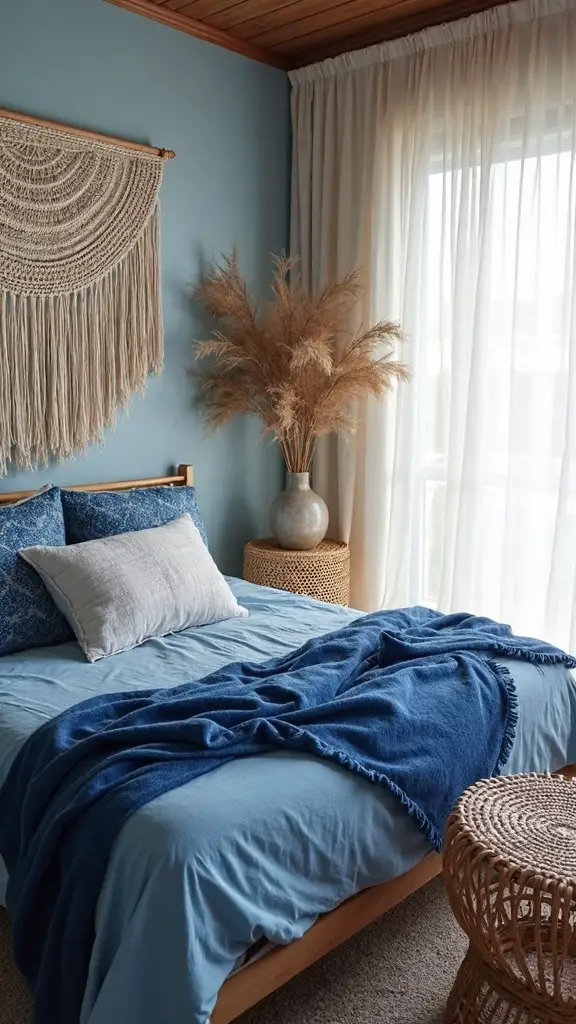 serene boho blue bedroom sanctuary