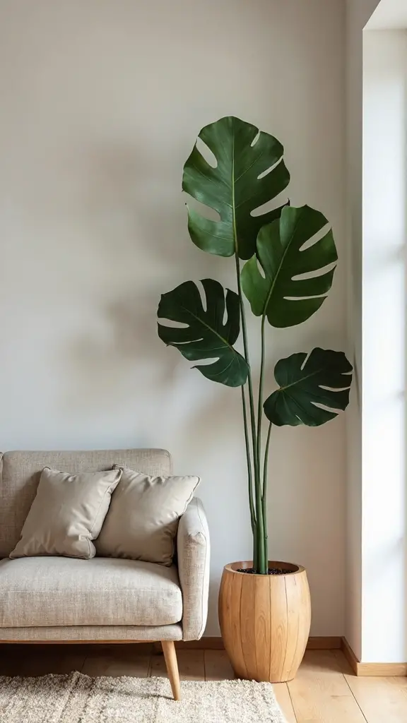 serene botanical wood corner japandi inspired
