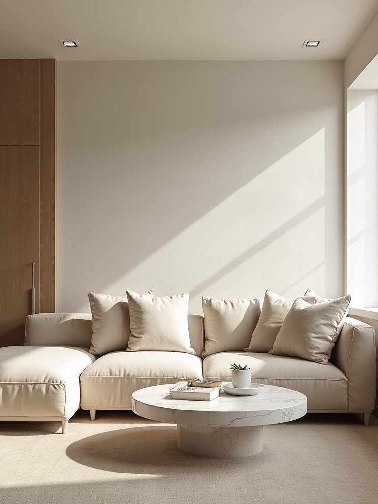 serene elegant monochromatic neutral living space