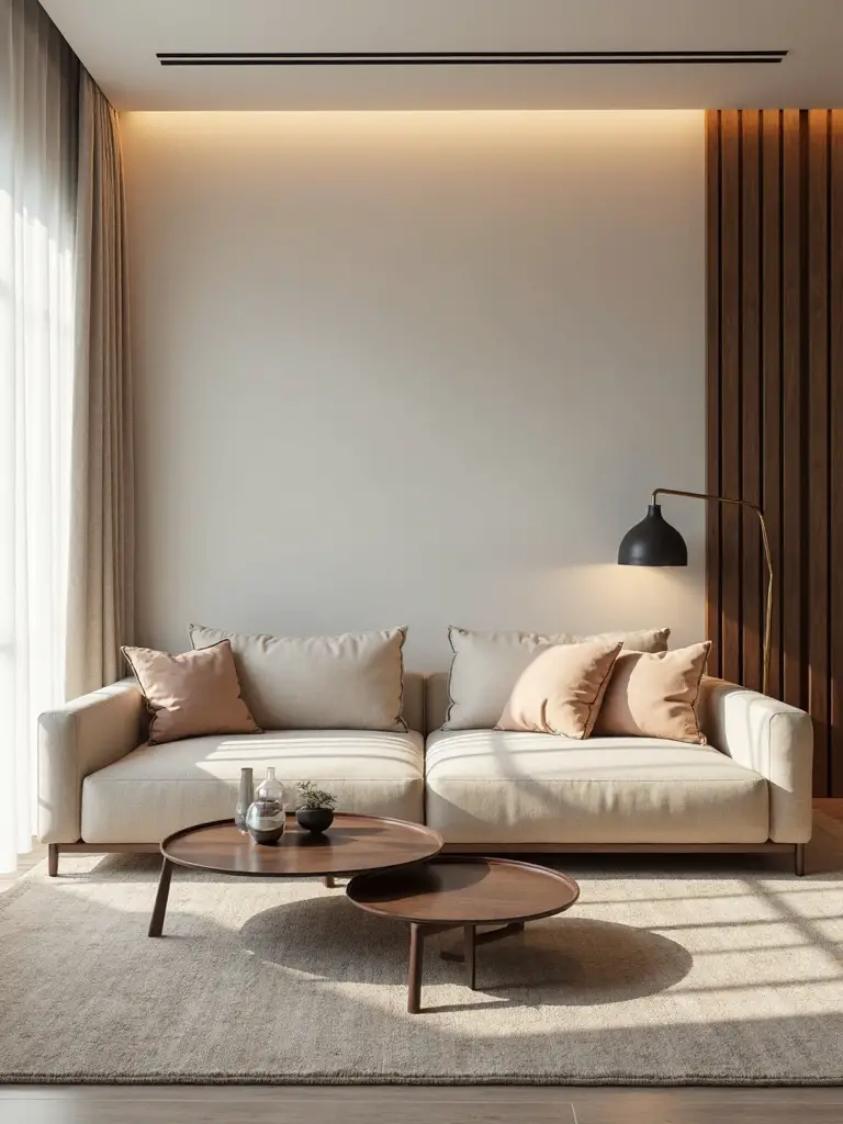 serene functional minimalist living room design