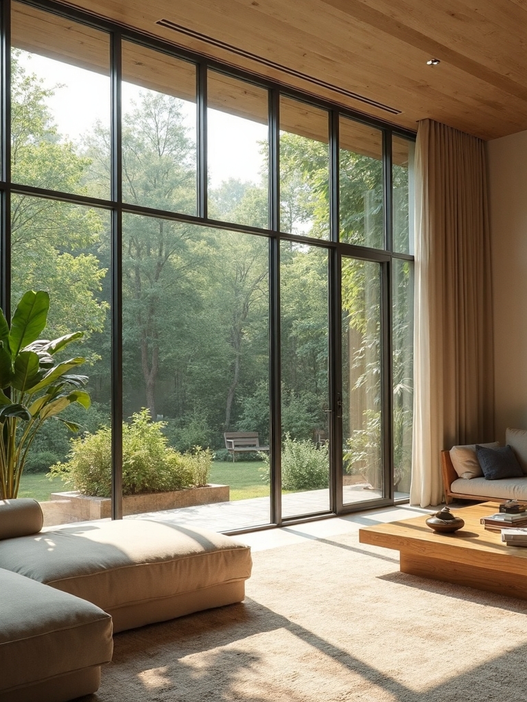 serene garden inspired minimalist living room