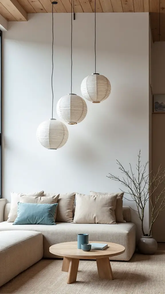 serene japandi blue pendant lighting
