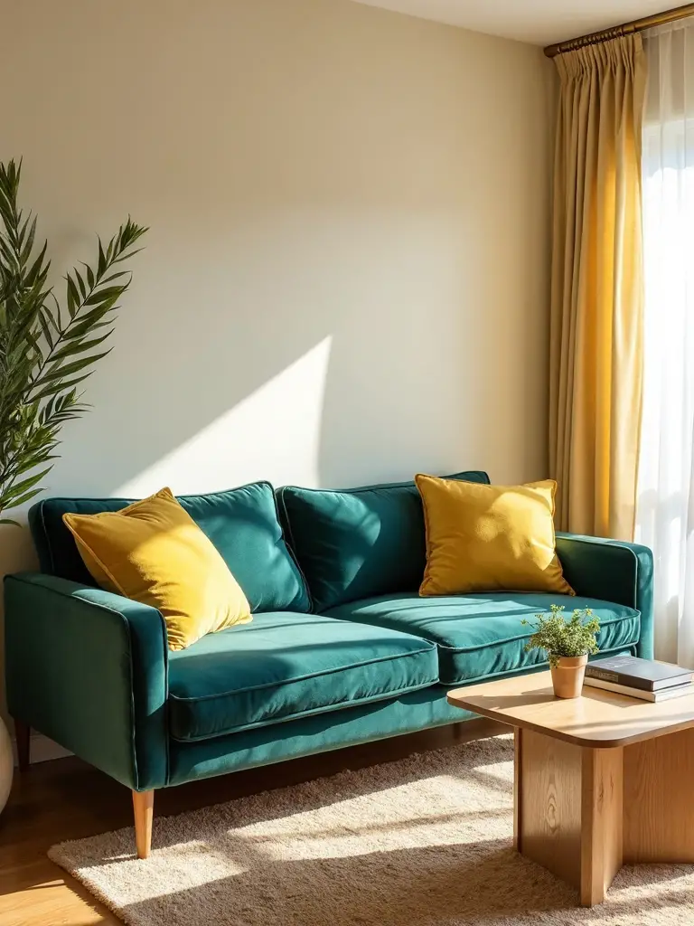 serene teal and soft yellow
