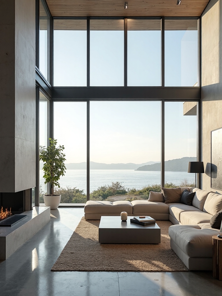 serene waterfront inspired modern living space