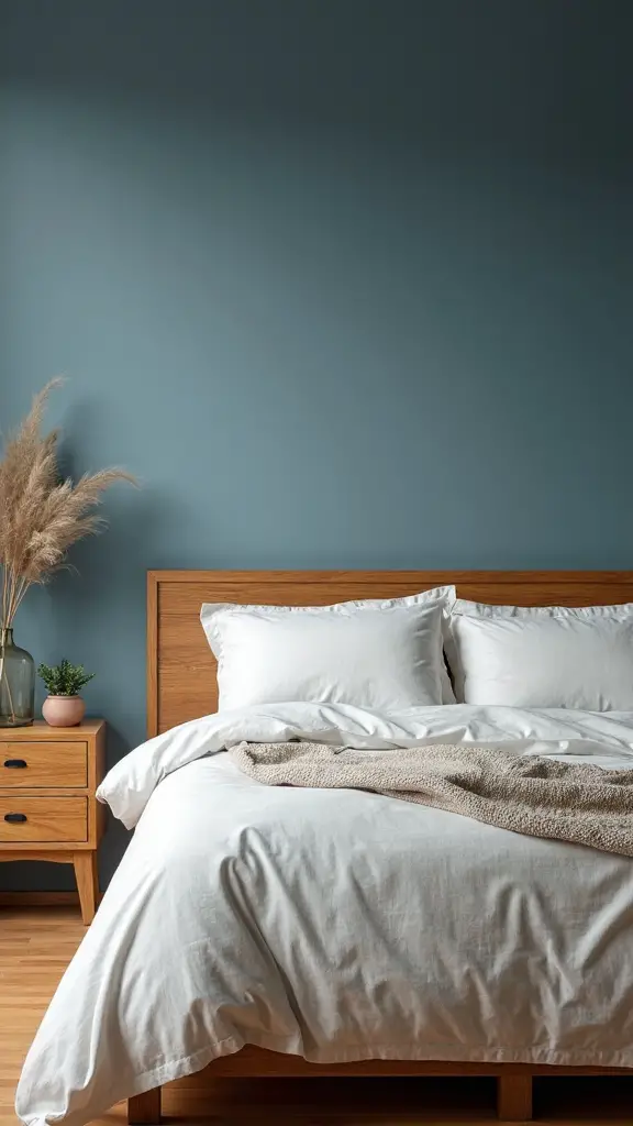 soothing blue and natural wood
