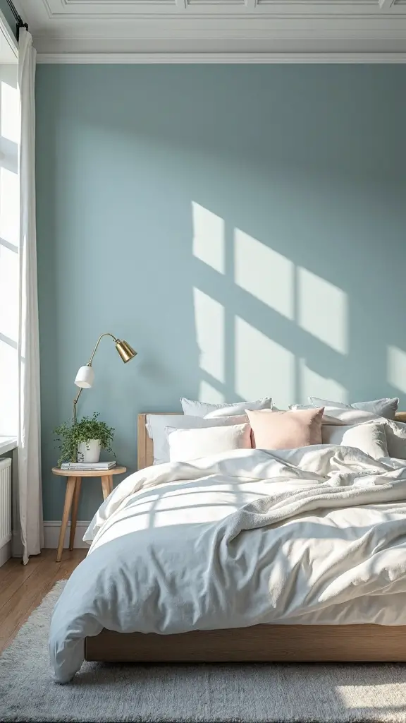soothing blue walls ornate moldings