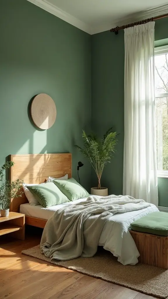 soothing green and natural wood