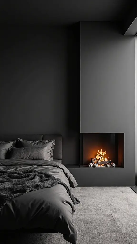sophisticated black fireplace wall statement