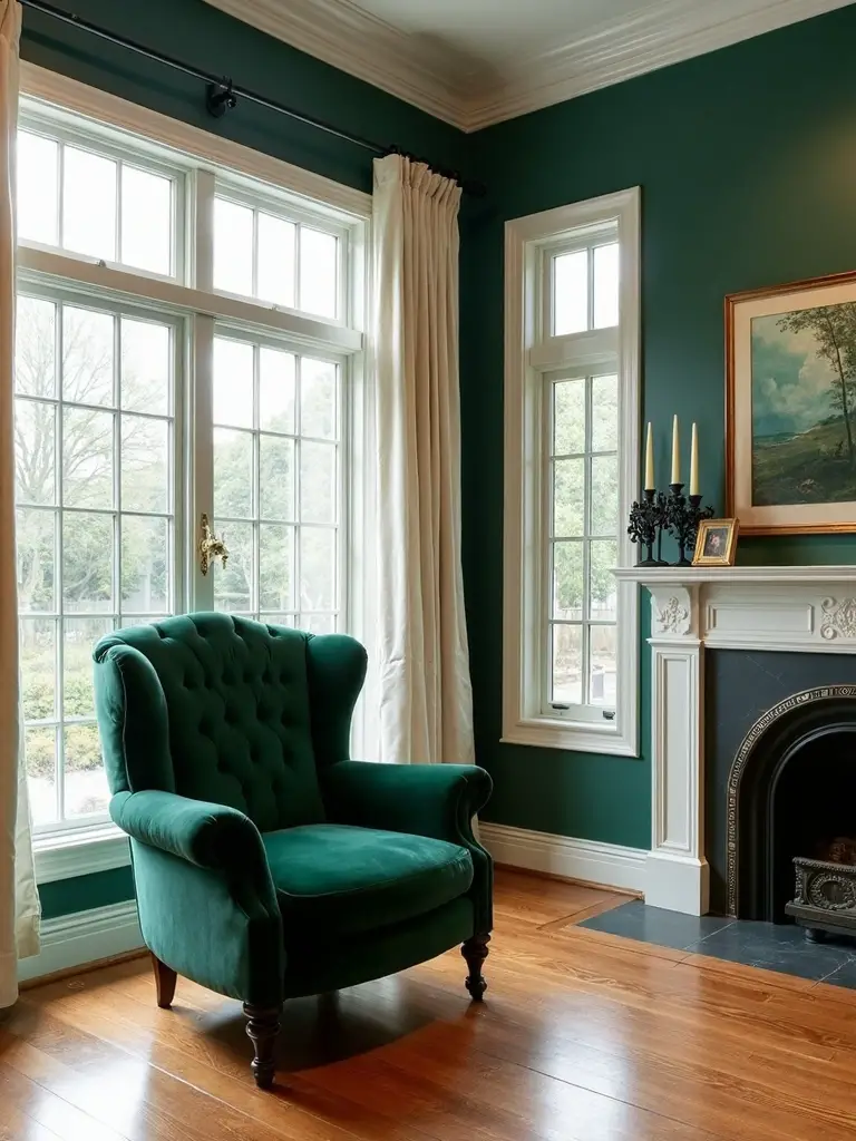 sophisticated dark green occasional chair